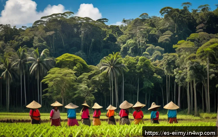 원주민 생태지혜의 인식 변화 - A vibrant indigenous Amazonian community practicing agroforestry: men and women wearing traditional ...